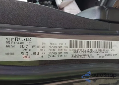 2018 Dodge Durango Gt Awd z USA, uszkodzony, nr VIN 1C4RDJDG7JC186001